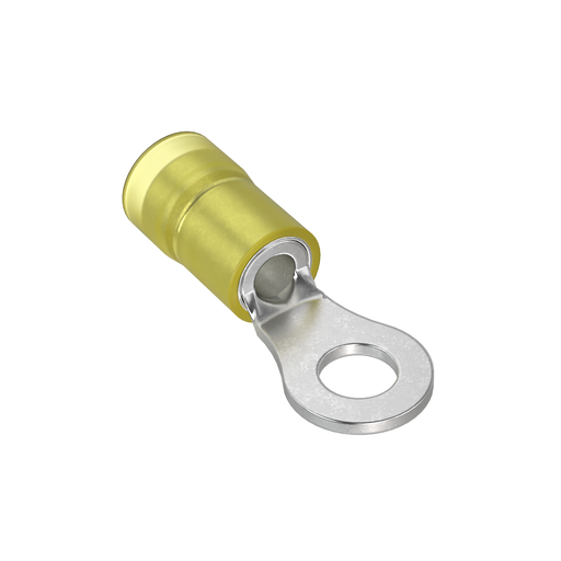 Insulated Ring Terminal, 10, 600V, Tinned Copper, Yellow