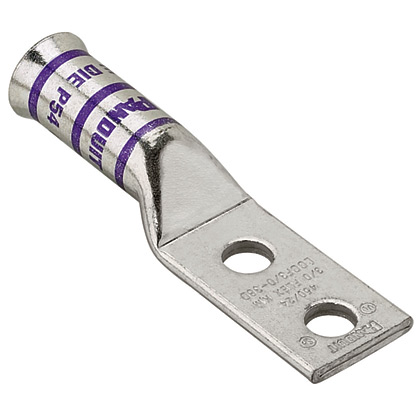 Product image for Panduit LCCF250-12-X Pan-Lug™ Copper 2 Hole Straight Tongue Compression Lug