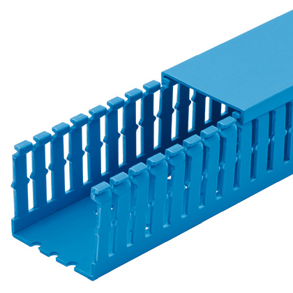 Product image for Panduit F2X4IB6 Narrow Slotted Wiring Duct, PVC, 2" x 4" x 6ft, Intrinsic Blue
