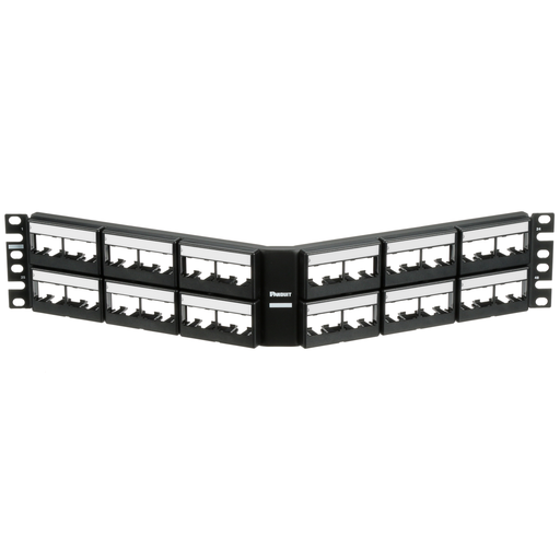 Product image for Panduit CPPLA48WBLY 48-Port Angled Black Patch Panel