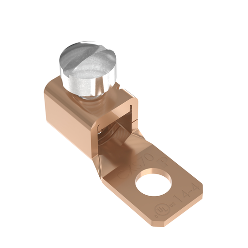 Mayer-DDS-Pan-Lug™ CXS70-14-C Mech Con-Lugs, Fixed Tongue, Copper, Strt, One 1/4" Stud-1