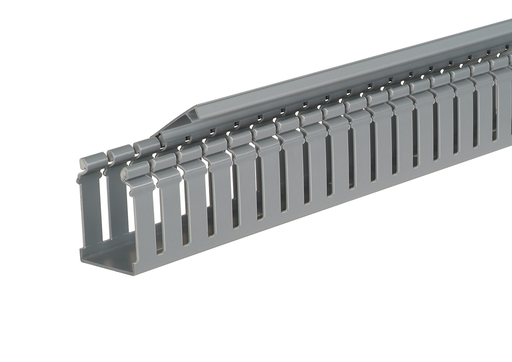 Product image for Panduit H4X4LG6 Slotted Hinged Duct,PVC,4"X4"X6',Light Gray