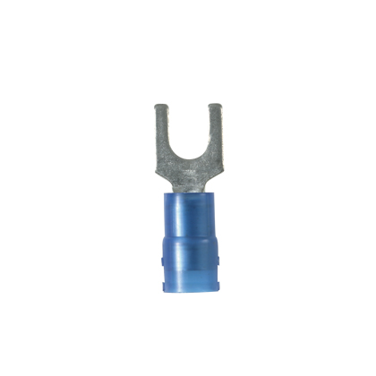 Mayer-DDS-Pan-Term® PN14-10F-C Fork Terminal, Blue, Nylon, 14-18 AWG, #10 Stud, PK100-1
