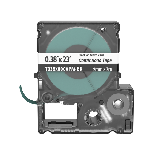 Mayer-DDS-PXE™ T038X000VPM-BK MP Printer Cont. Tape, Safety & ID, Vinyl, Blk/White, .38" W-1
