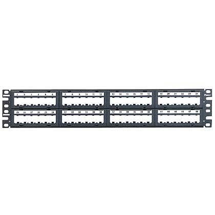 Product image for Panduit CPPL48M6BLY , Flat,Unshielded, Patch Panel, 48 Port, 2 RU, Black