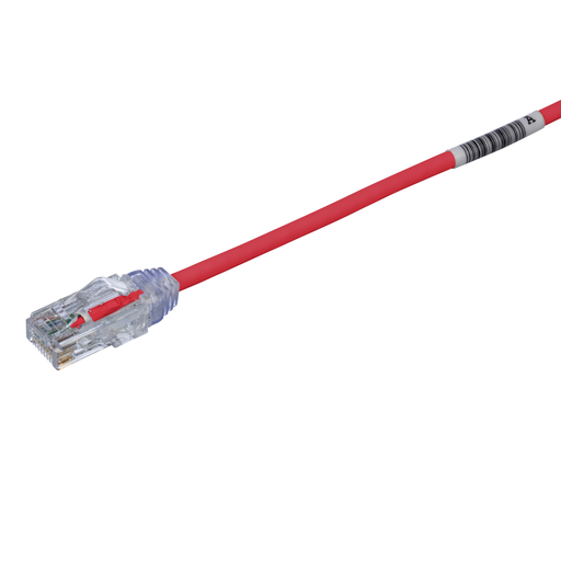 Product image for Panduit UTP28SP6INRD Cat 6 28 AWG UTP Copper Patch Cord, 0.5 ft, Red