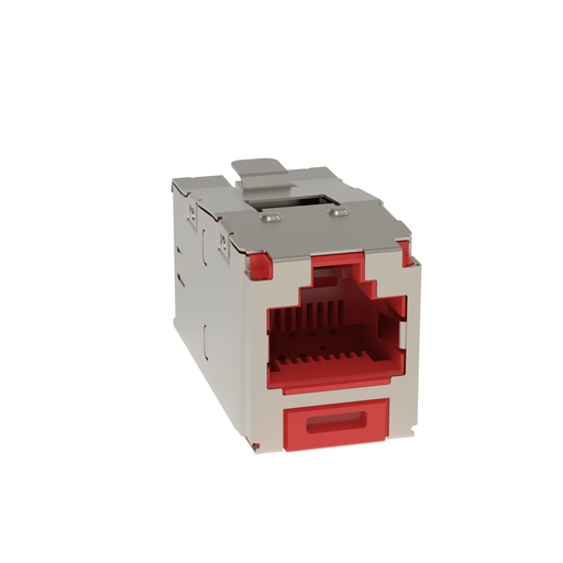 Product image for Panduit CJST6X88TGRDY STP RJ45 Cat 6A 28/30 AWG TG Jack Module, Red
