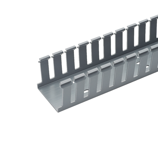 Product image for Panduit G2X4LG6-A Wide Slotted Wiring Duct, PVC, 2" x 4" x 6ft, w/Adhesive, Light Gray