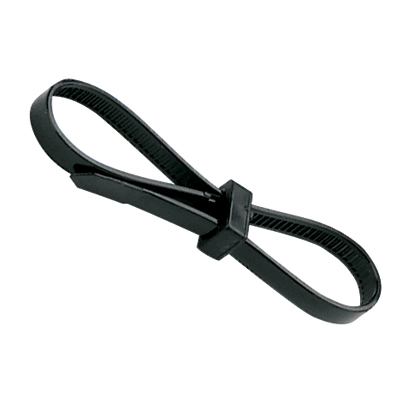 Product image for Panduit SSB2S-M0 Double Loop Tie, Two-Piece, 6.8"L (172mm), Standard, Weather Resistant, Black