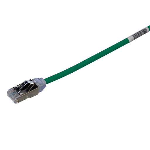 Product image for Panduit STP28X1MGR Cat 6A 28 AWG Shielded Patch Cord, 1 m, Green
