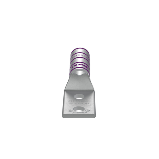 Mayer-DDS-Pan-Lug™ LCCX4/0-38D-X Comp. Lug, 4/0, Long Flex, Tin Plt Copper, Two 3/8" Stud-1