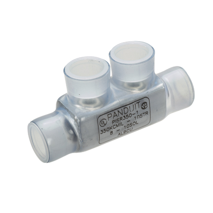 Product image for Panduit PISR2-1 Multi-Tap Con, In-Line Splicer/Reducer, 2/0, Aluminum/PVC, PK1