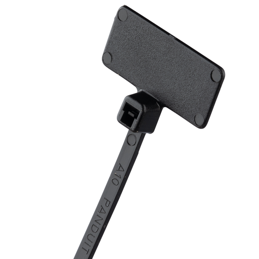 Product image for Panduit PLF1M-M0 Pan-Ty® PLF1M-M0 Write-On Cable Tie, Blackack, UV PA6.6, 4.3"L, 18lb, PK1000