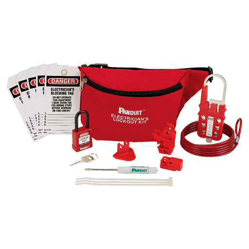 Panduit PSL-PK-EAP Electrician's Lockout Kit, Red, 1/KT w/PowerLok No Tool Lockout Device