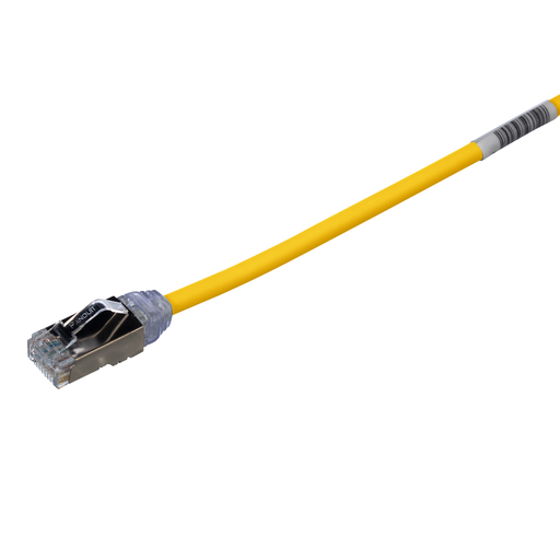 Product image for Panduit STP28X0.5MYL Cat 6A 28 AWG Shielded Patch Cord, 0.5 m, Yellow