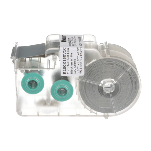 Panduit R100X150V1C Turn-Tell, Vinyl, White, 100 Lbls, 1", 0.5" PO H, PK1 Product image for Panduit R100X150V1C Turn-Tell, Vinyl, White, 100 Lbls, 1", 0.5" PO H, PK1