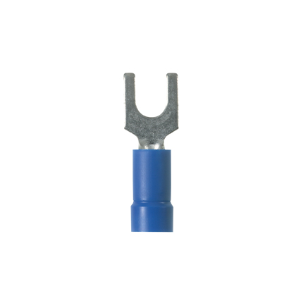 Product image for Panduit EV14-8FBK-Q Loose Piece Forks, Blackue, Vinyl, 4/25" Stud, 16-14 AWG