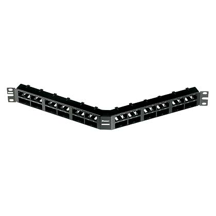 Product image for Panduit CPA48HDBL , Angled,Shielded, Patch Panel, 48 Port, 1 RU, Black