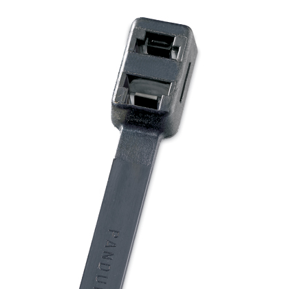 Product image for Panduit PLB2S-C0 Pan-Ty® PLB2S-C0 Double Loop Cable Tie, Blackack, UV PA6.6, 7.6"L, 50lb, PK100