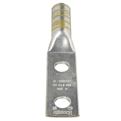 Mayer-DDS-Pan-Lug™ LCC250-12-X Comp. Lug, 250, Tin Plt Copper, Strt, Two 1/2" Stud, PK10-1