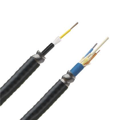 Product image for Panduit FOGPX12Y 12 Fiber Cable, OM3, Indoor/Outdoor Armored, Plenum, 250m