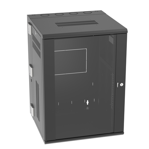 Mayer-DDS-Wall Mount Cabinet, 18RU, 25" Depth, Windowed Door, Black-1