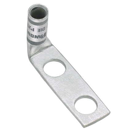 CuLugSBW,2Hole,#2AWG,1/4,1,90°PKG25