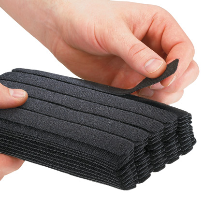 Product image for Panduit HLB2S-C0 Hook & Loop Stacked Strip Ties, 7.0"L (178mm), .75"W (19.1mm), 100 pcs, Black