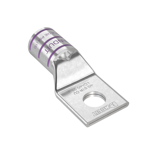 Mayer-DDS-Pan-Lug™ LCA4/0-38-X Comp. Lug, 4/0, Tin Plt Copper, Strt, One 3/8" Stud, PK10-1