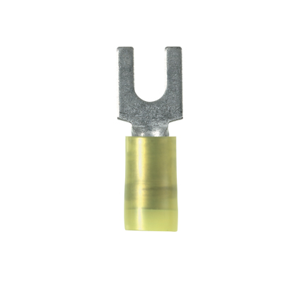 Mayer-DDS-Pan-Term® PN10-10F-L Fork Terminal, Yellow, Nylon, 10-12 AWG, #10 Stud, PK50-1