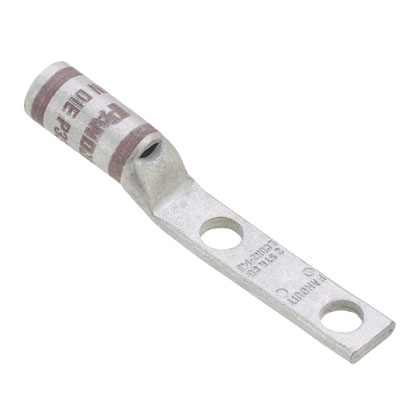 Mayer-DDS-Pan-Lug™ LCDN2-14A-Q Comp. Lug, Narrow, Tin Plt Copper, Two 0.25" Stud, PK25-1