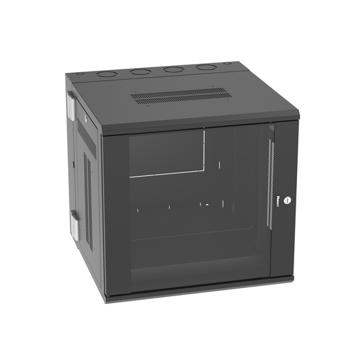 Mayer-DDS-Wall Mount Cabinet, 12RU, 25" Depth, Windowed Door, Black-1