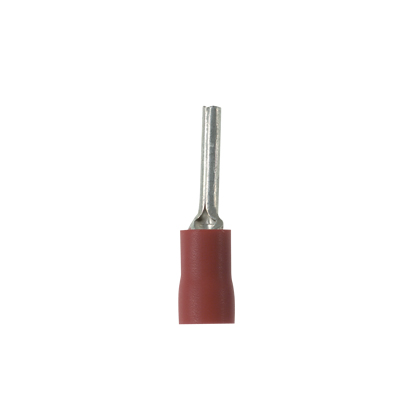 Pan-Term® PV18-P47-CY Pin Terminal, Red, Vinyl, 18-22 AWG, 12.4mm Pin L, PK100