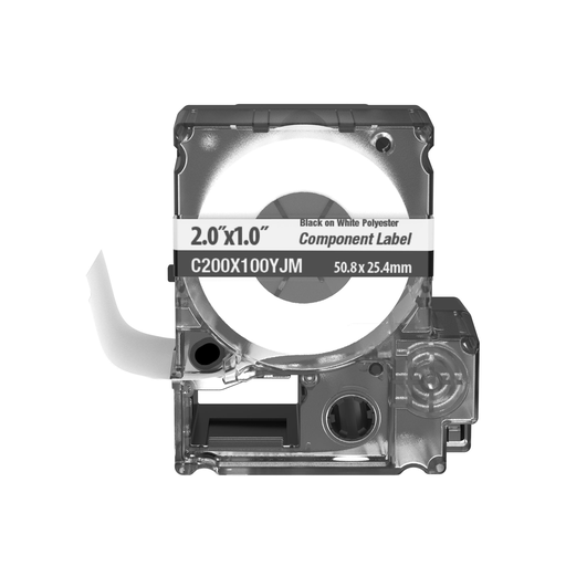 Product image for Panduit C200X100YJM PXE Cassette, Component Label, Adhesive Polyester, 2.00" W x 1.00" H, White