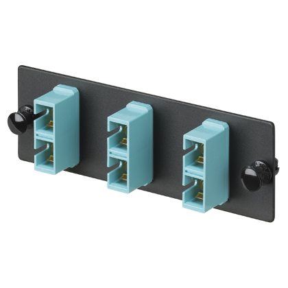 Mayer-DDS-Opticom® Fiber Adapter Panel, OM4, 3 SC Duplex, Aqua-1