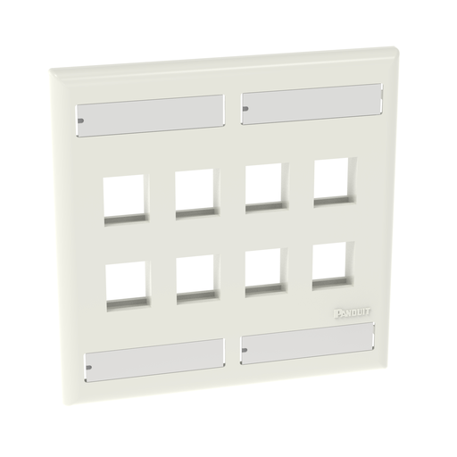 Product image for Panduit NK8FIW Faceplate, 8-Port, International White, with Label Pocket
