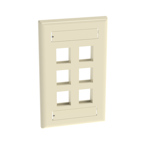 Product image for Panduit NK6FEIY Faceplate, 6-Port, Electric Ivory, with Label Pocket