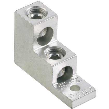Product image for Panduit LAM2SA300-38-3 Alum Mechanical Connectors, One Hole, Verticalical 2- Barrel