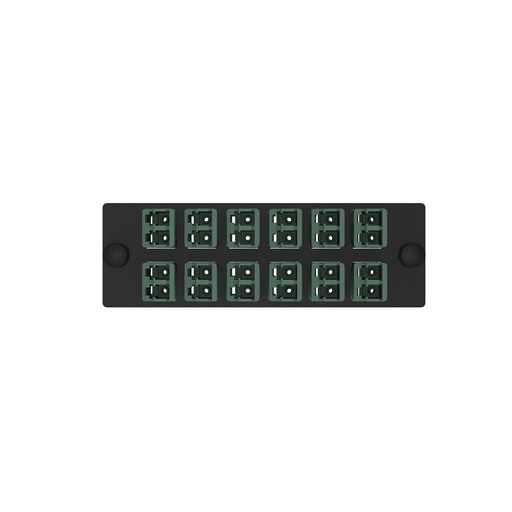 Product image for Panduit FAP12WCGRDLCZ Keyed C-Green Fiber Adapter Panel, OM4, 12 LC Duplex