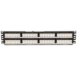 Cat 6 Punchdown Patch Panel, 48 Ports, 2 RU, Black