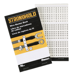 StrongHold™ PCMB-12 Pre-Printed Wire Marker Book, 12, Vinyl Cloth, White, Black