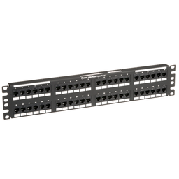 Cat 6 Punchdown Patch Panel, 48 Ports, 2 RU, Black
