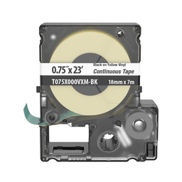 Product image for Panduit T075X000VXM-BK MP Printer Continous Tape, Safety & ID, Vinyl, Black/YL, .75" W