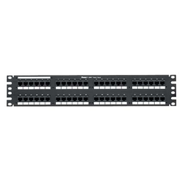 Cat 6 Punchdown Patch Panel, 48 Ports, 2 RU, Black