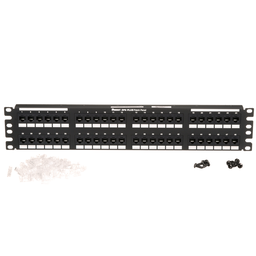 Cat 6 Punchdown Patch Panel, 48 Ports, 2 RU, Black