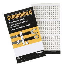 StrongHold™ PCMB-2 Pre-Printed Wire Marker Book, 2, Vinyl Cloth, White, Black