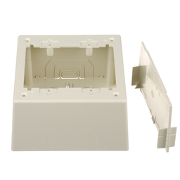 Surface Raceway, Pwr Rated Junct. Box, 2G, 2-pc, Deep, Off White