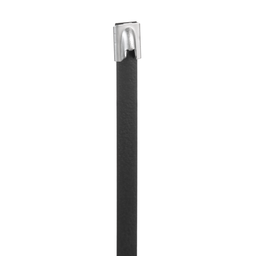 Pan-Steel® MLTFC4H-LP316 Cable Tie, PET Coated SS 316, Black, Heavy, 4" Dia.