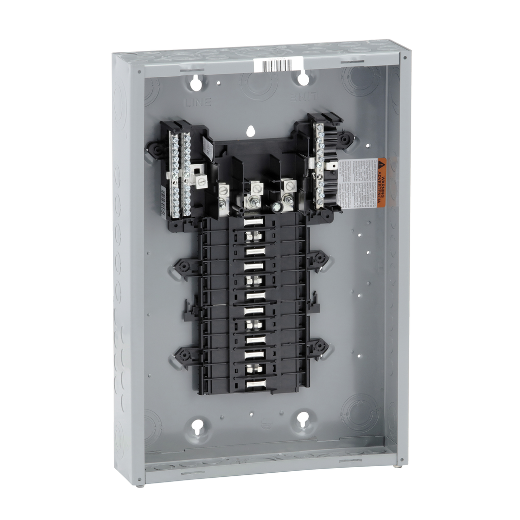 QO324L125G – Load center, QO, 3 phase, 24 spaces, 24 circuits, 125A fixed main lugs, NEMA1, gnd bar