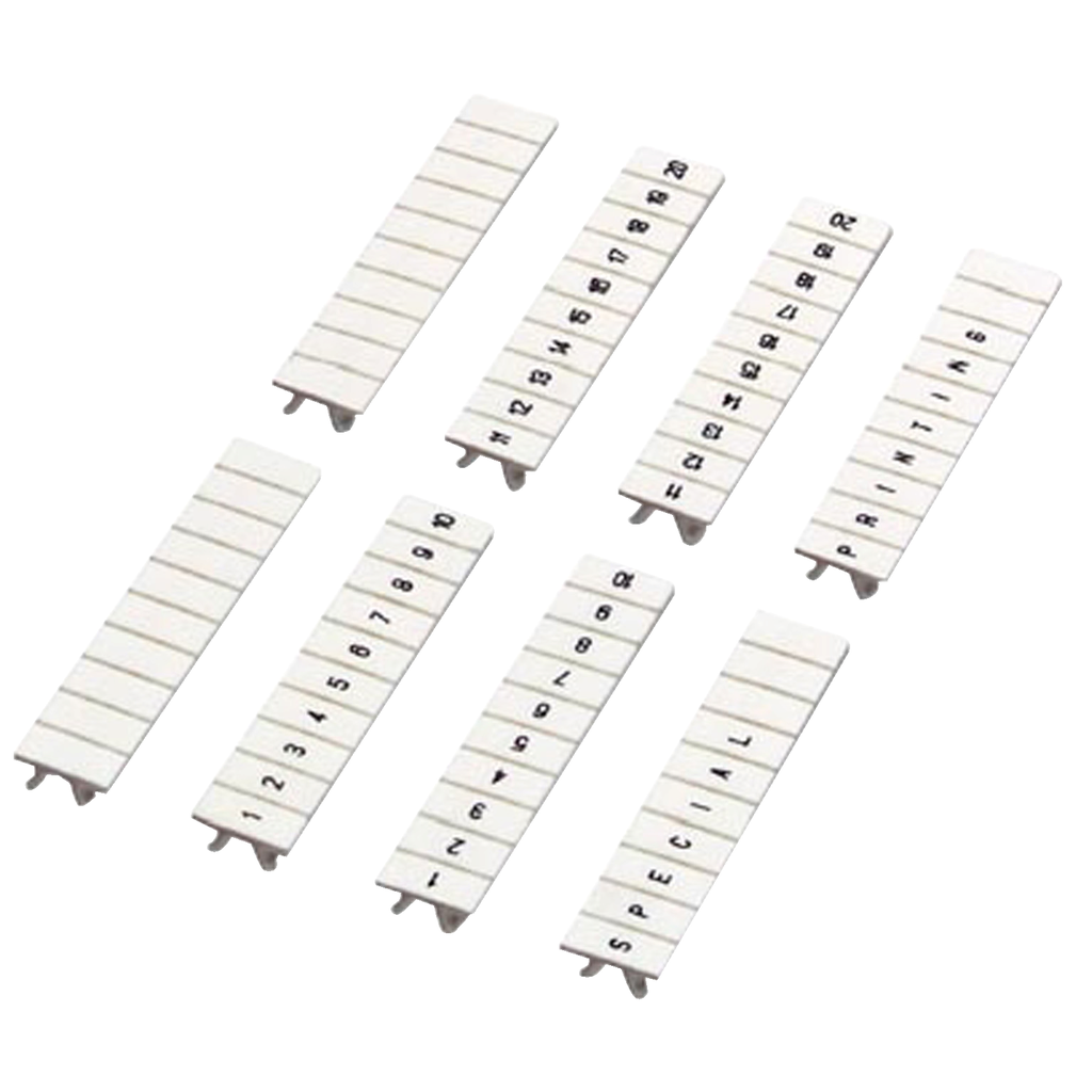 NSYTRAB510 – Marking strip, Linergy TR, clip in type, 5mm, printed characters 1 to 10, printed horizontal, white, Set of 10
